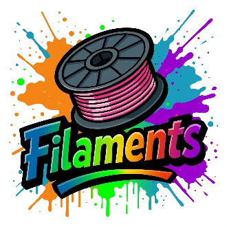 3D printer Filaments category graphic featuring a colourful filament spool for FDM 3D printing.