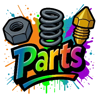 3D Printer Parts category graphic featuring a nozzle, spring and hardware component.